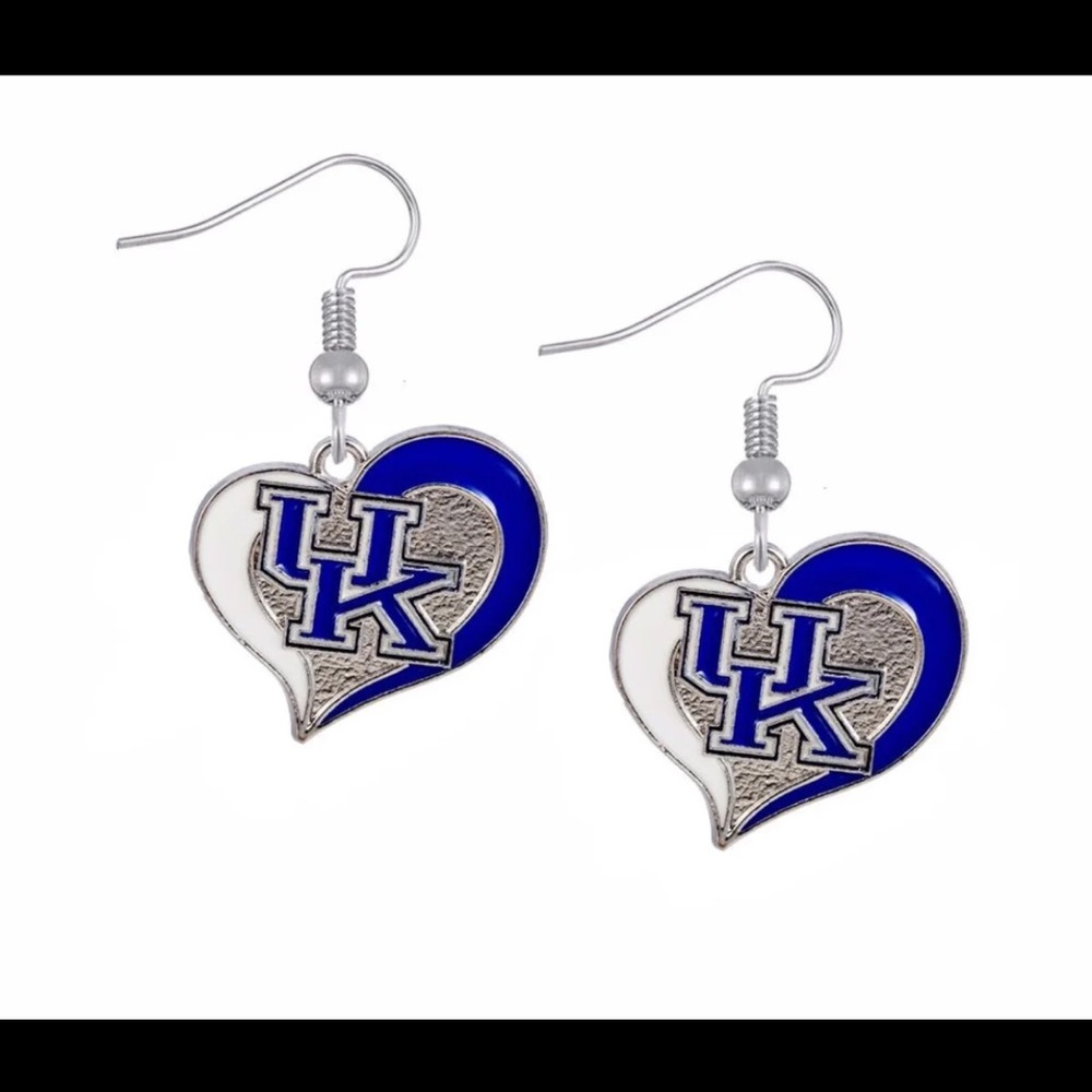 UK University of Kentucky Heart Dangle Earrings